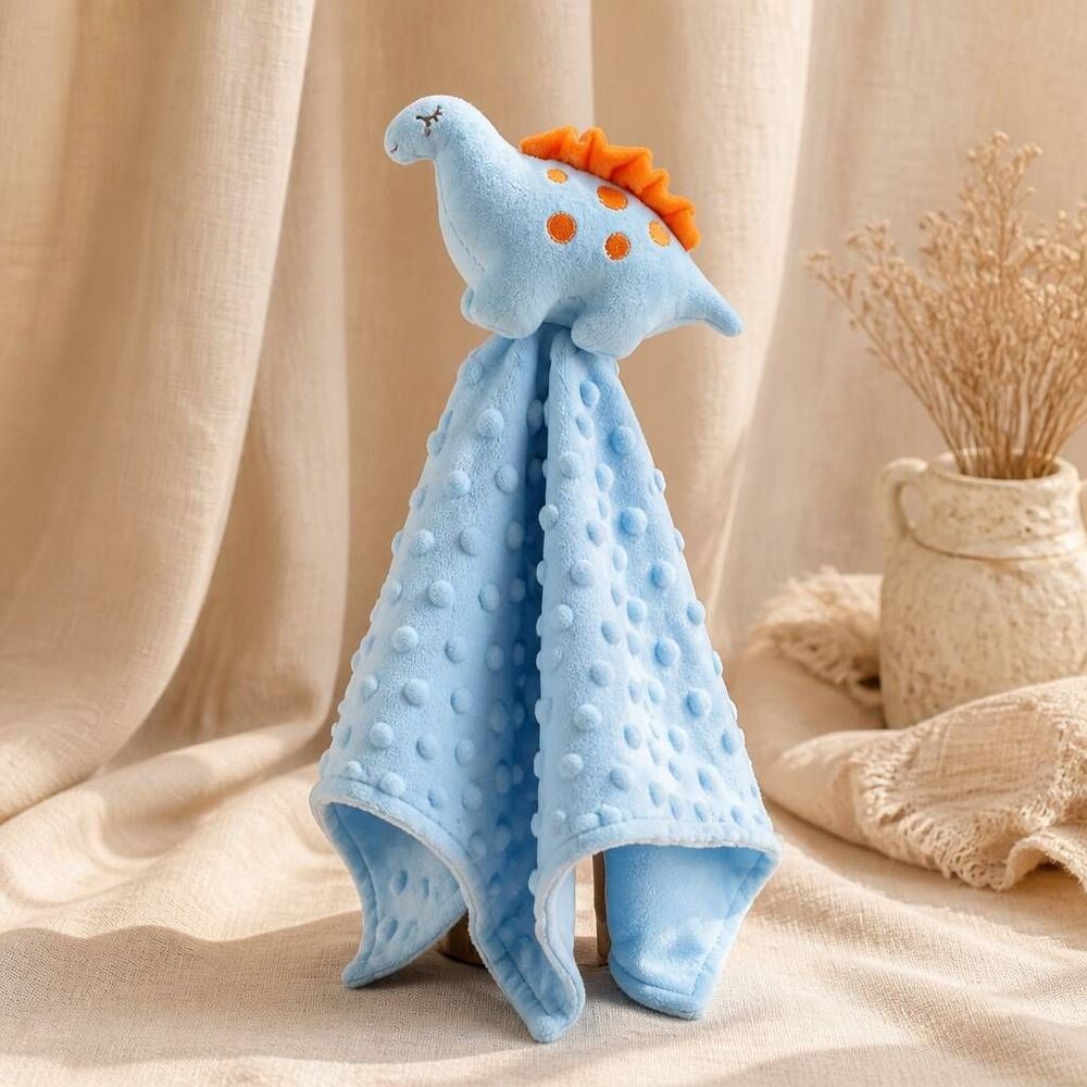 🔹️NIB Blue & Orange Dinosaur Textured Security Blanket